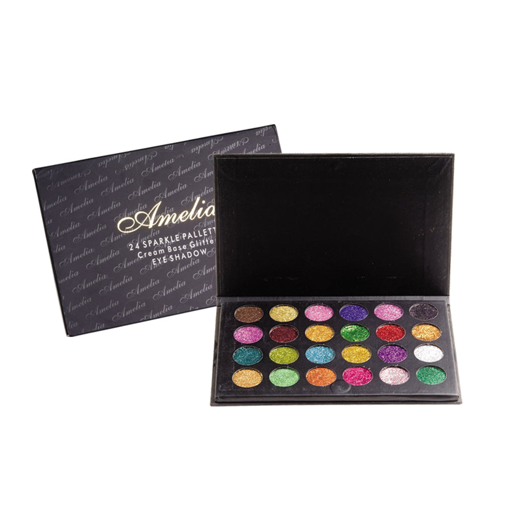 Amelia 24 Col Pallette Glitter Cream Base Eye Shadow